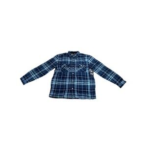 Dickies Mens Relaxed Fit Lined Flannel Shirt Jacket L Blue Plaid Shacket